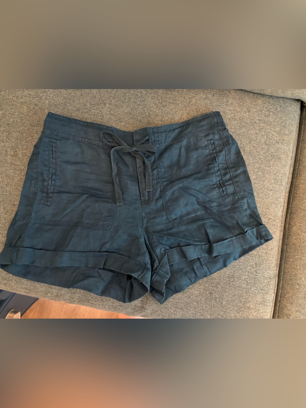 Lou & Grey Navy Drawstring Linen-Blend Shorts